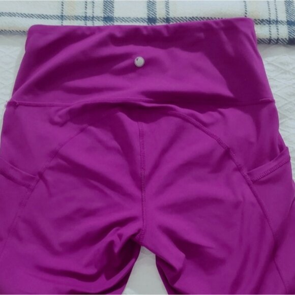 YOGALICIOUS [LUX] "Lenox" High Rise No Show Fushia Leggings with Pockets- S - Picture 9 of 12